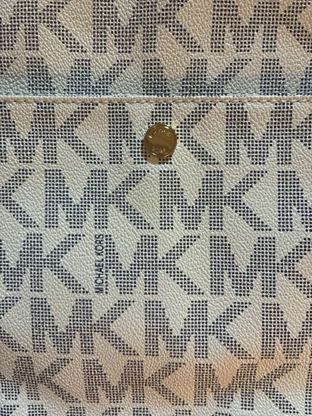 Michael Kors Jet Set Signature White and Navy Blue Tote Bag - Picture 7 of 8